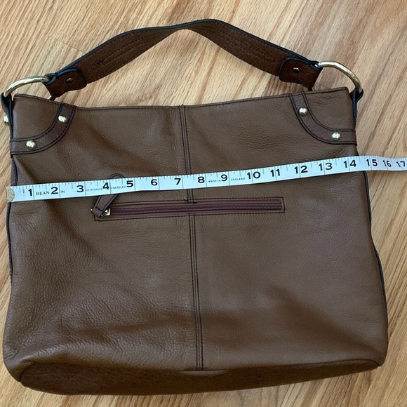 Etienne Aigner brown leather purse shoulder bag Womens gold tone toggle pockets - Picture 10 of 11